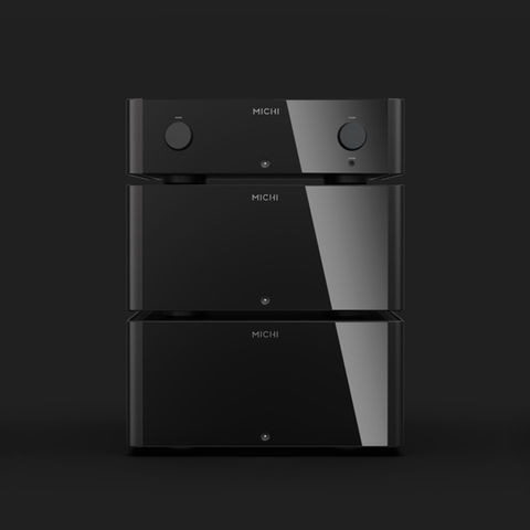A stack of Rotel's flagship Michi range of amplifiers. Click on the image.