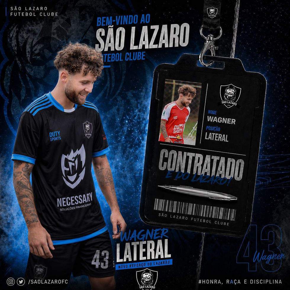 MERCADO DA BOLA CAMPOLA 2026: Diretoria do São Lázaro anuncia lateral Wagner dos Trigêmeos, multicampeão pelo Sparta, para a disputa da Terceirona.