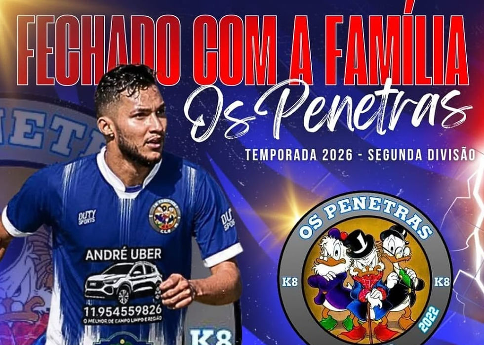 MERCADO DA BOLA CAMPOLA 2026: Diretoria do "Os Penetras" anuncia a contratação do lateral Vinicius, com grande passagem no Futebol Amador de Jundiaí, para a disputa da Segundona.
