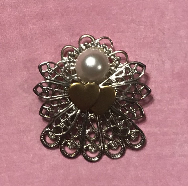 Thumbnail: A stunning angel pin featuring a pearl head, double hearts in the wings, and sparkling birthstones.