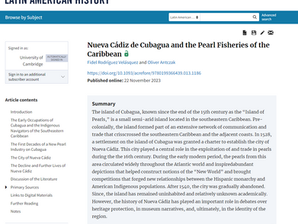 Nueva Publicación: 'Nueva Cádiz de Cubagua and the Pearl Fisheries of the Caribbean ' en Oxford RE