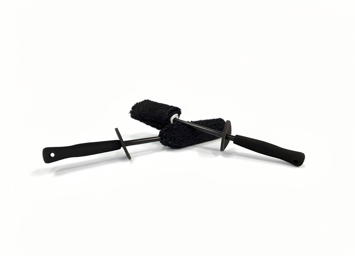 TDF Wheel Barrel Duo Brushes featuring flat and skinny designs for narrow wheel spokes.