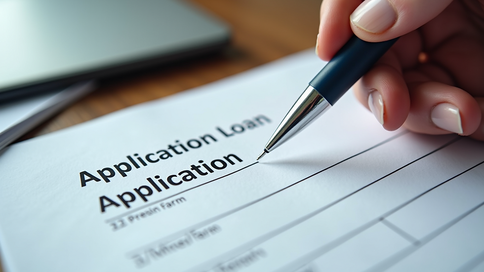 Close-up view of a loan application form with a pen