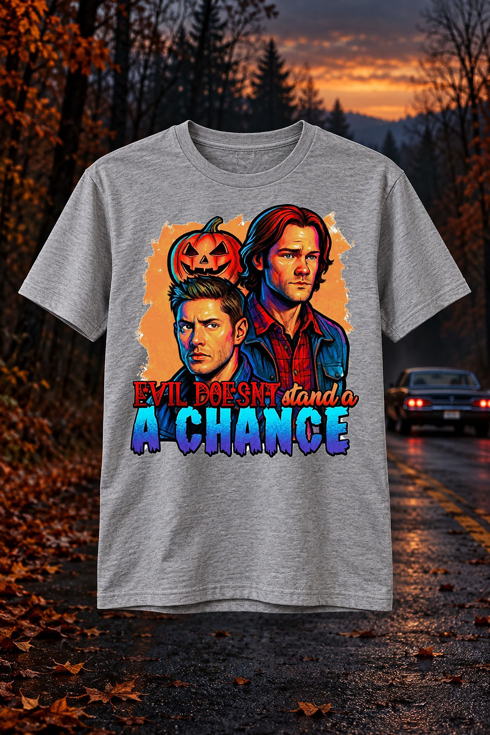 Thumbnail: Halloween - Supernatural - Sam & Dean - Evil - Hunter Duo Shirt - Apparel
