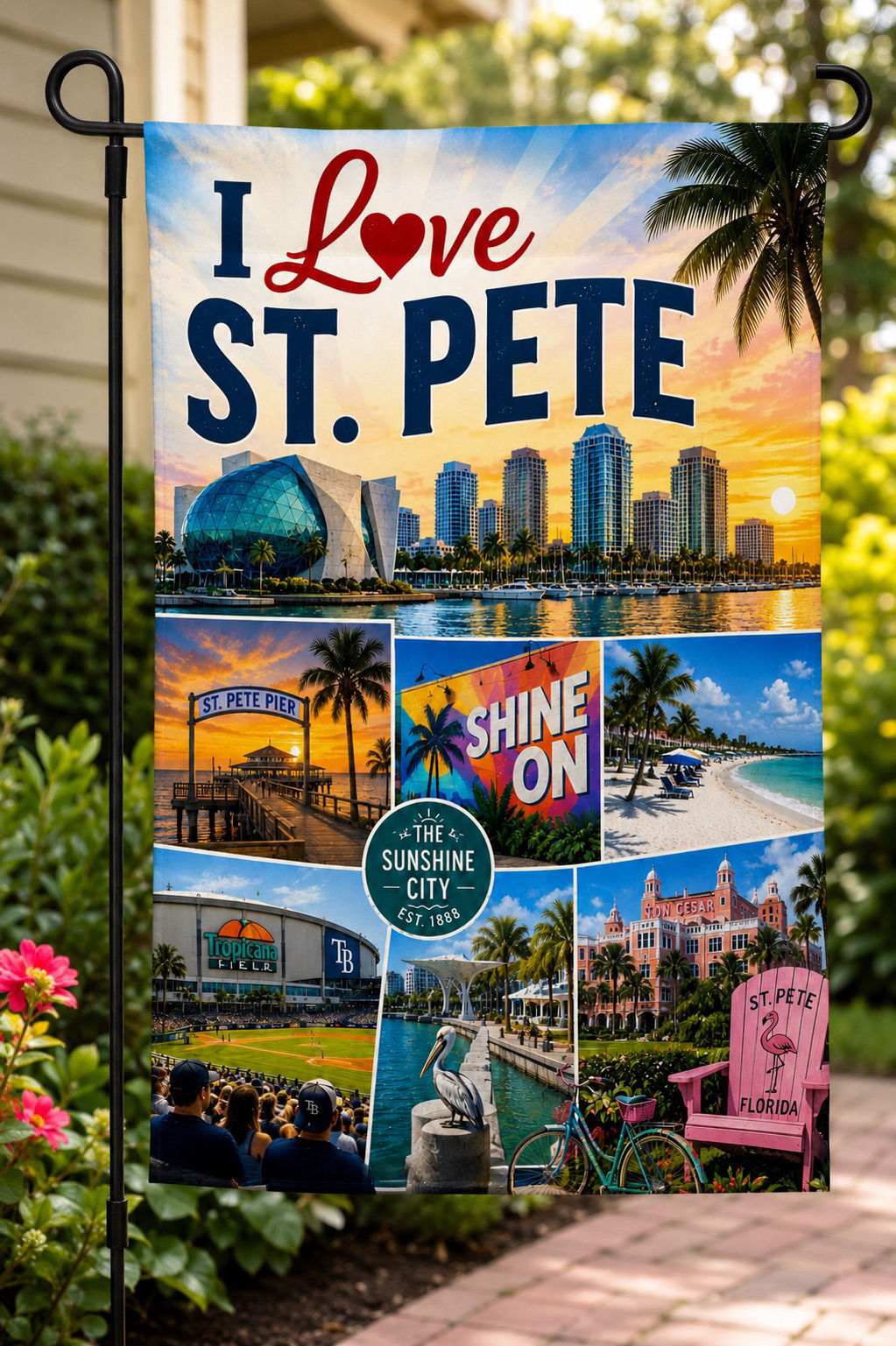 I Love St Pete - Photographs Yard Flag