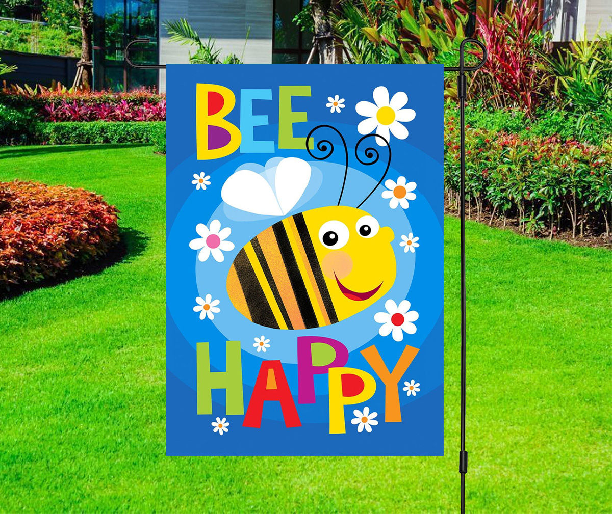 Bee Happy - Daisy Flower - Garden Yard Flag