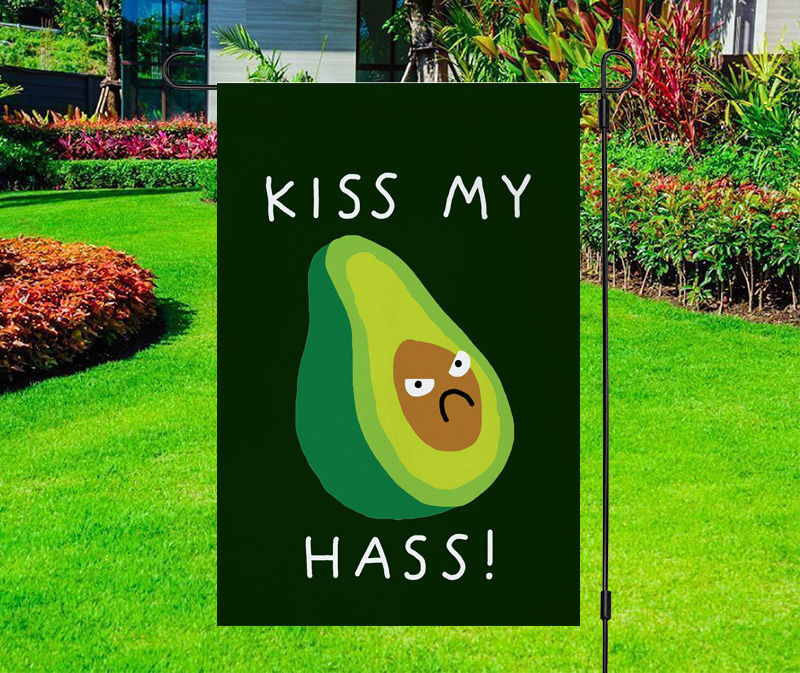 Kiss My Hass Avocado Yard Flag
