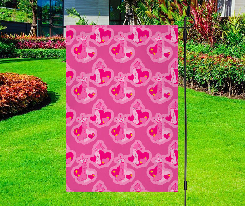 King and Queen Penis Heart Pattern Flag