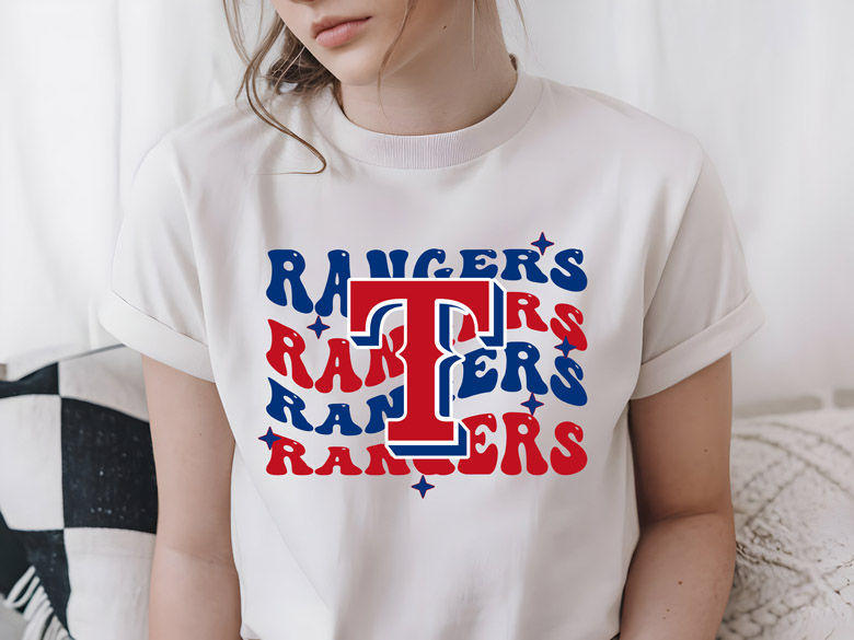 MLB - Texas Rangers - Wavy Team Name - Apparel