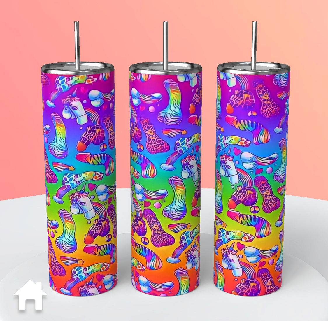 Lisa Frank type Penis tumbler