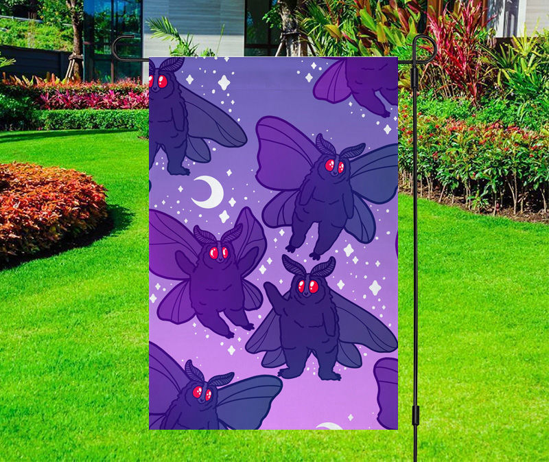 Purple Moth Creature Pattern Yard Flag