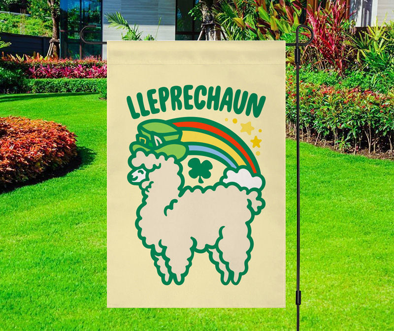 St Patrick’s - Lleprechaun Llama Rainbow Yard Flag