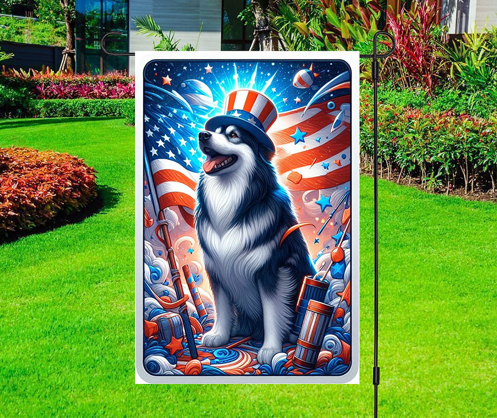 Independence Day - Patriotic Dog - Alaskan Malamute - 4th July - Yard Flag