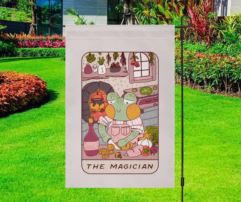 The Magician Frog Tarot Yard Flag