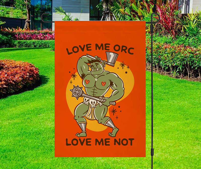 Love Me Orc Love Me Not Fantasy Valentine Yard Flag