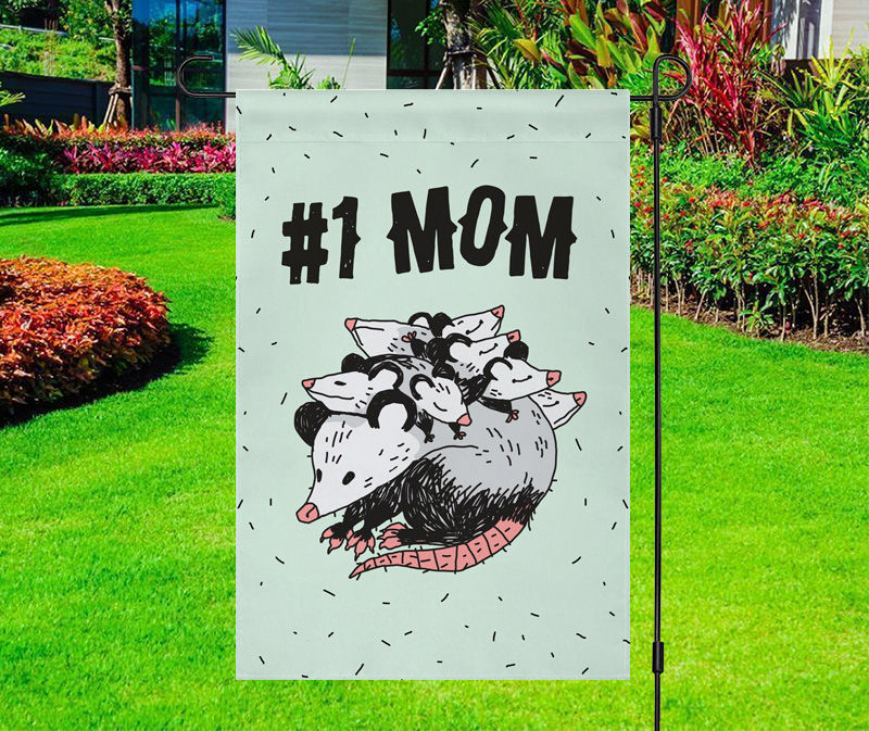#1 Mom Opossum Family Yard Flag