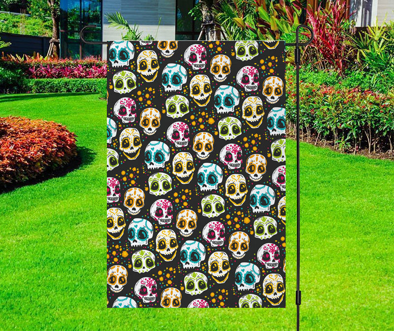 Colorful Sugar Skulls Pattern Yard Flag