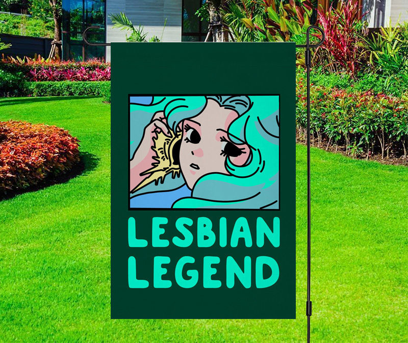 Lesbian Legend Retro Cartoon Yard Flag