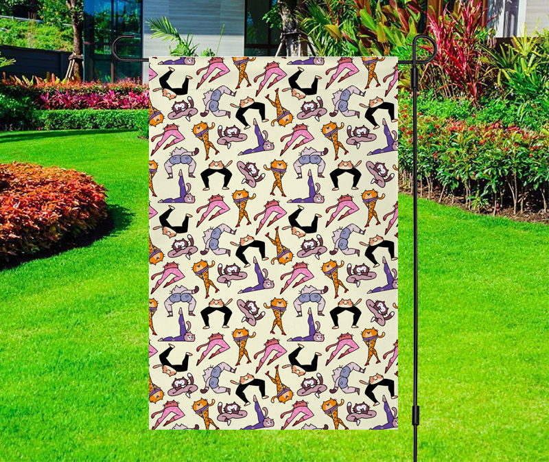 Funny Cat Yoga Pattern Yard Flag
