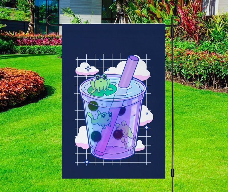 Frog Boba Cup Pastel Yard Flag