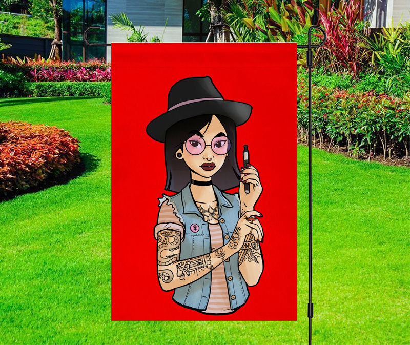 Mulan - Tattooed Vaporwave Yard Flag
