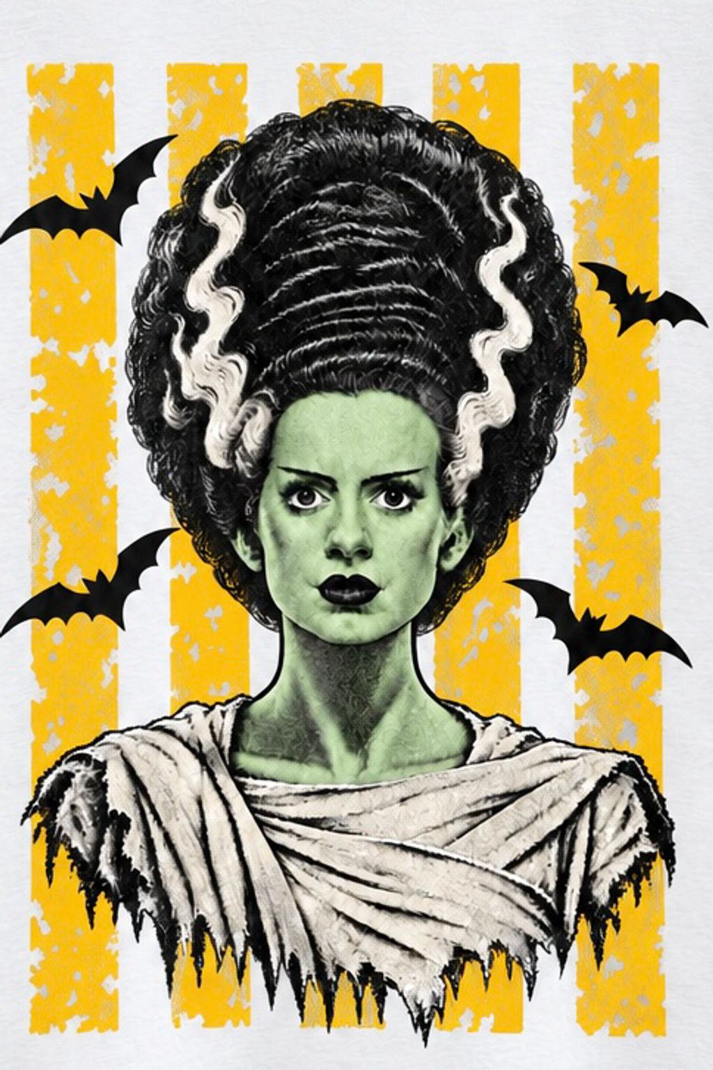 Halloween – Bride of Frankenstein – Grunge Stripes – Shirt – Apparel