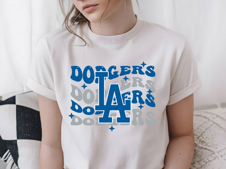 MLB - Los Angeles Dodgers - Wavy Team Name - Apparel