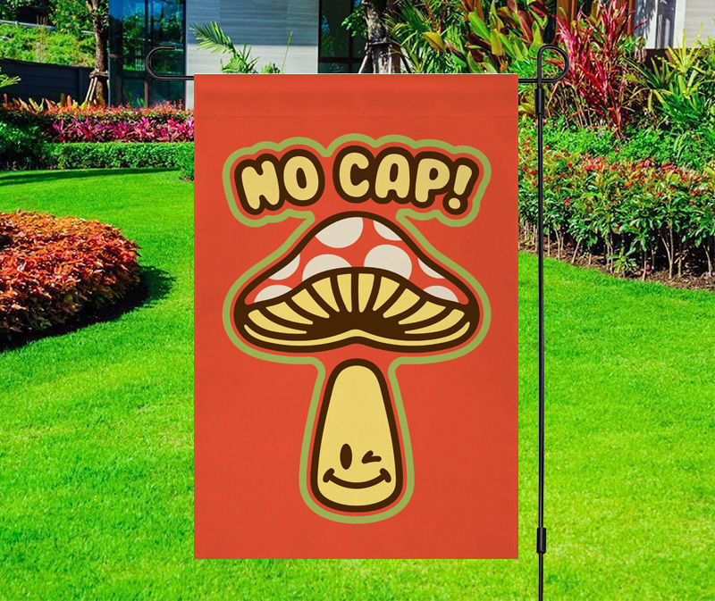 No Cap Smiling Mushroom Yard Flag