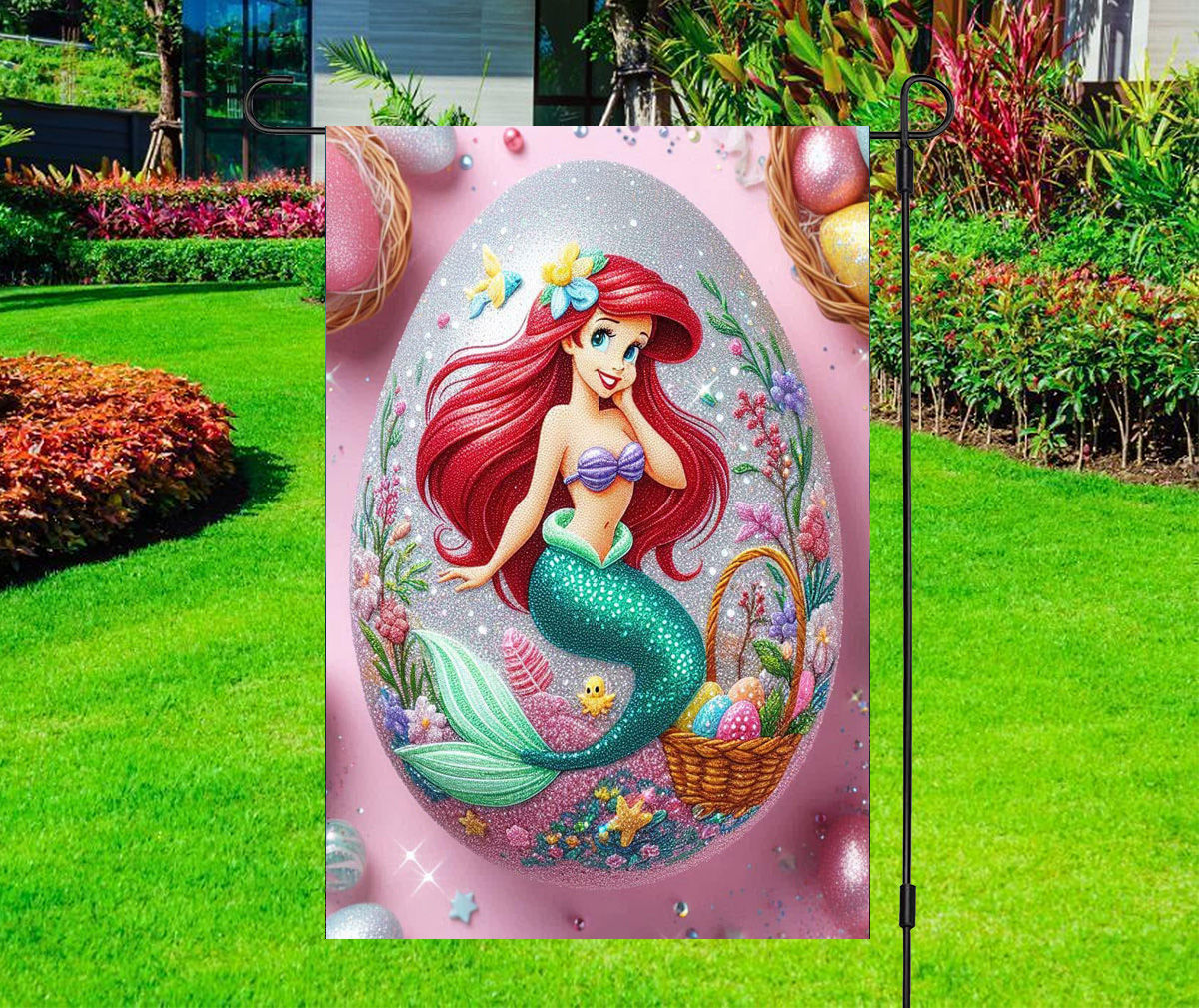 Ariel Little Mermaid in Egg - Disney - Garden Yard Flag