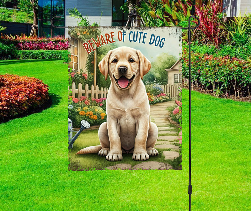 Beware of Cute Dog - Labrador Retriever - Garden Yard Flag