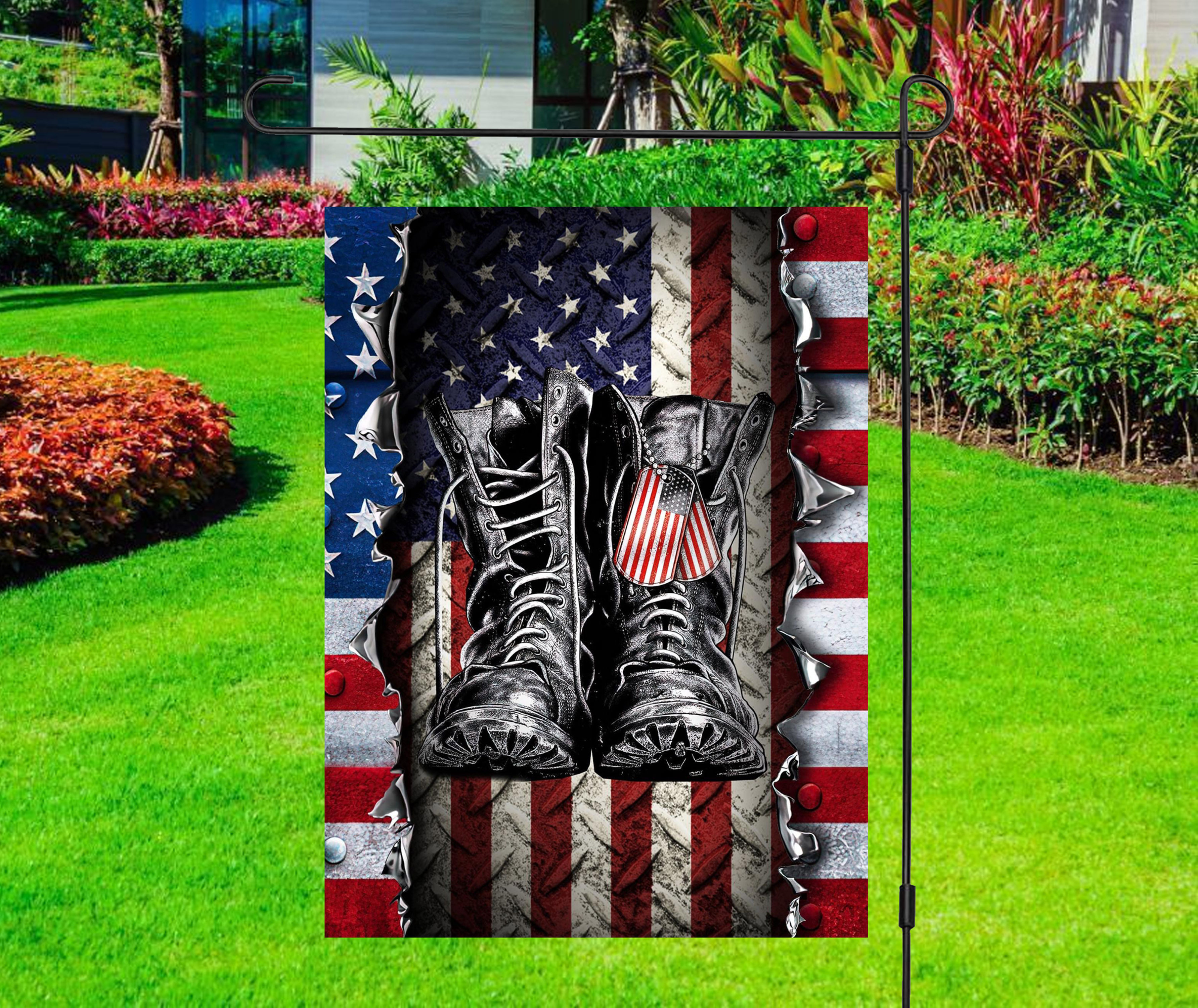 Independence Day - Combat Boots American Flag - 4th July - Yard Flag