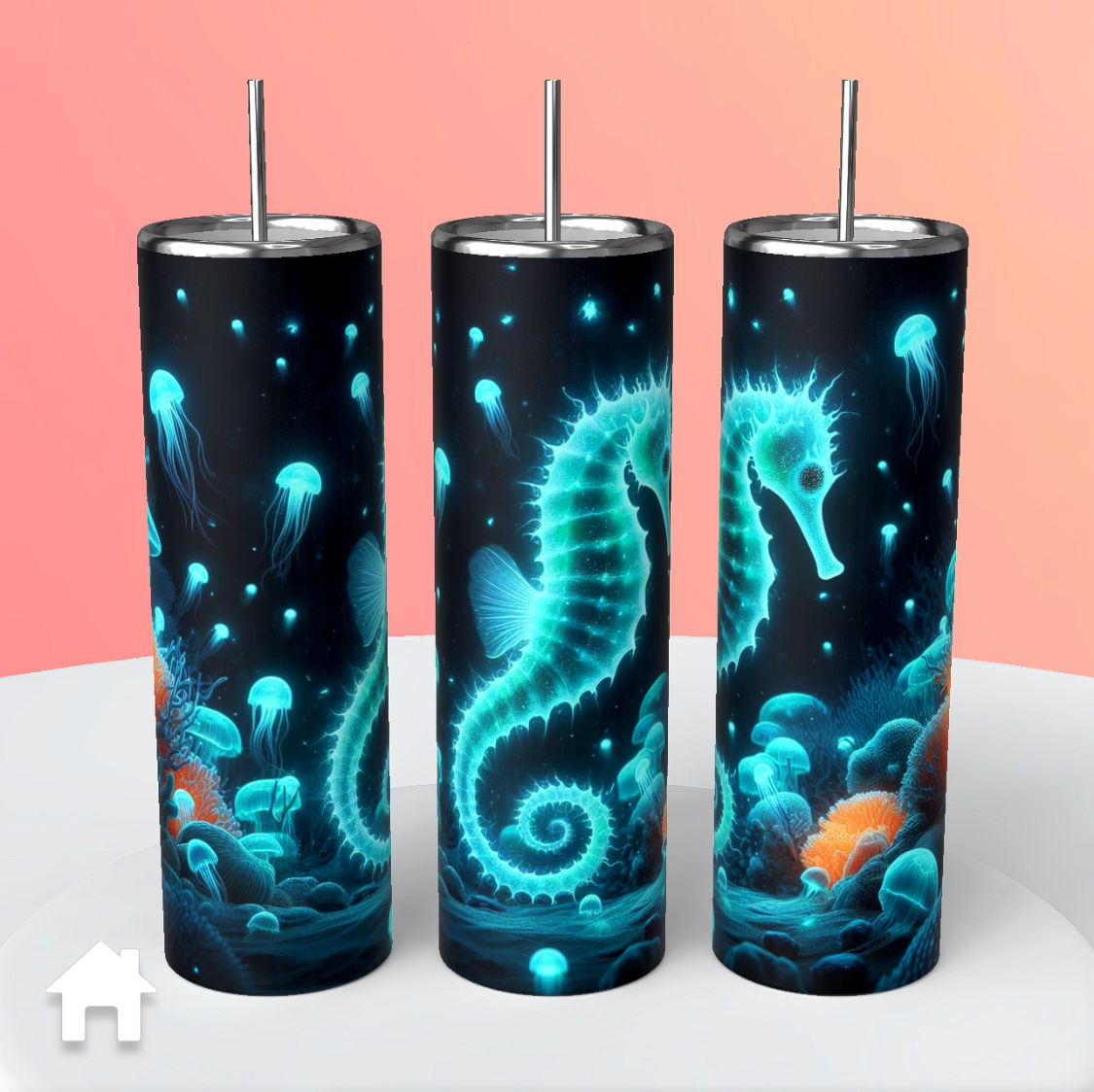 Neon Seahorses version 6 Tumbler