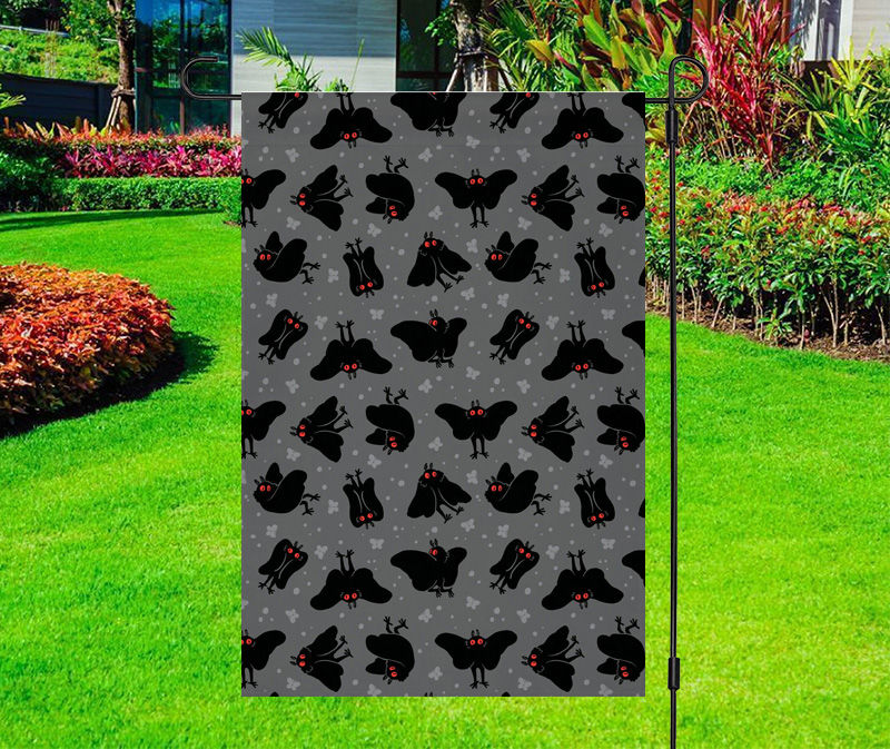 Spooky Black Moth Pattern Yard Flag