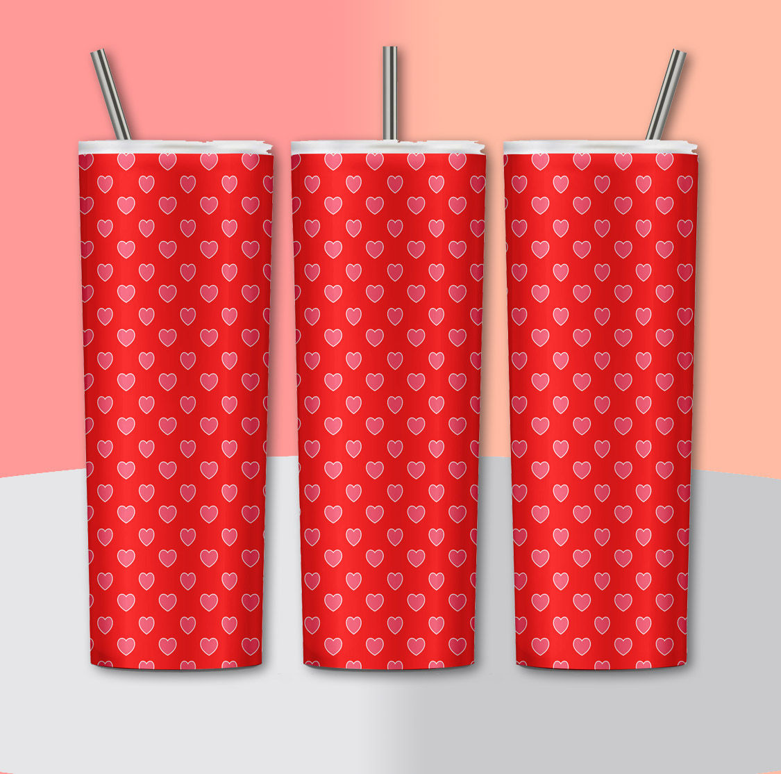 Red Hearts Valentine's Day Tumbler