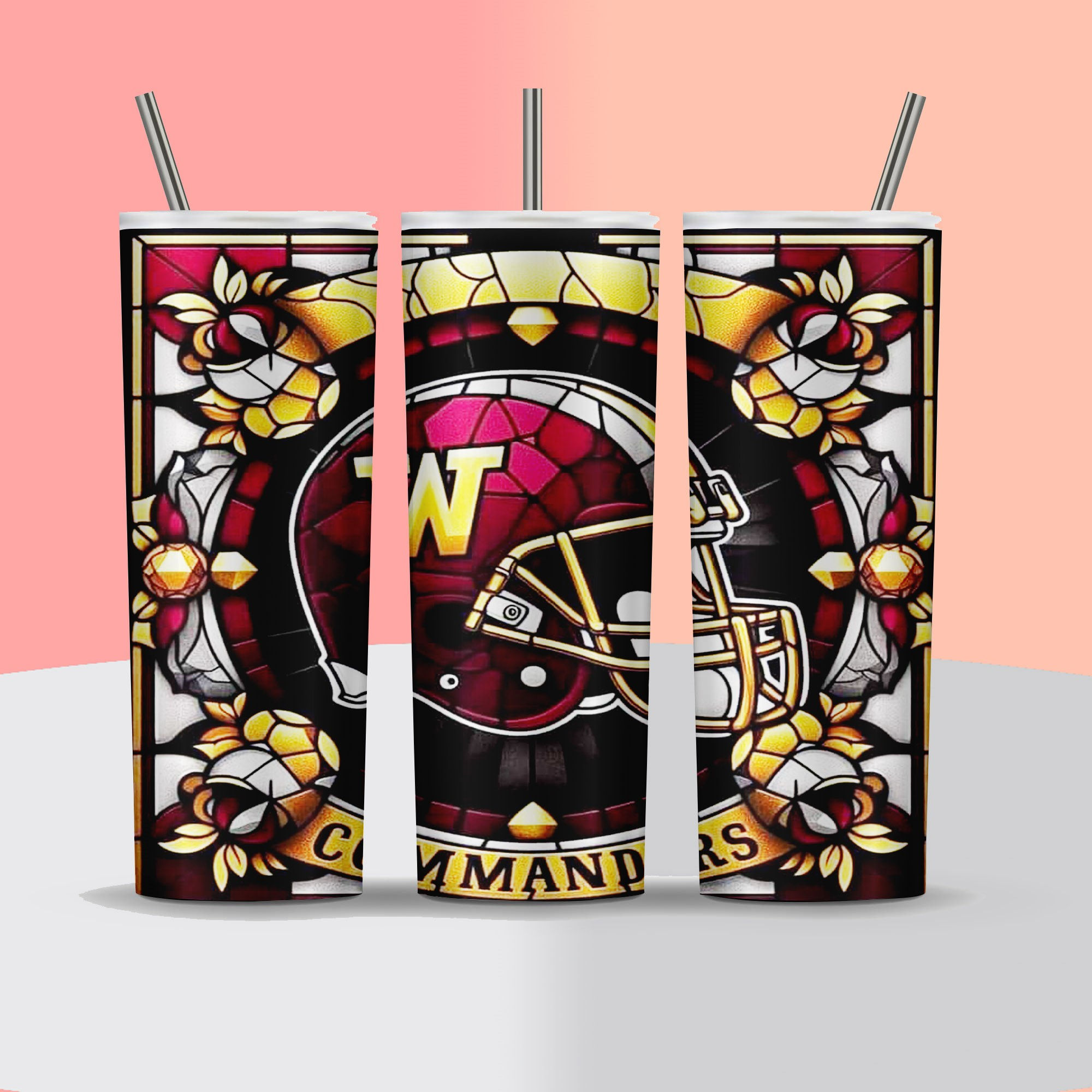 NFL - Washington Commanders - Football Stained Glass Look - Tumbler