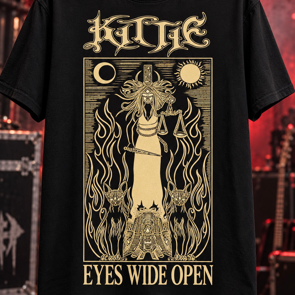 Kittie - Eyes Wide Open - Gold Gothic Shirt - Apparel