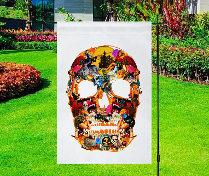 Surreal Collage Skull Art Yard Flag