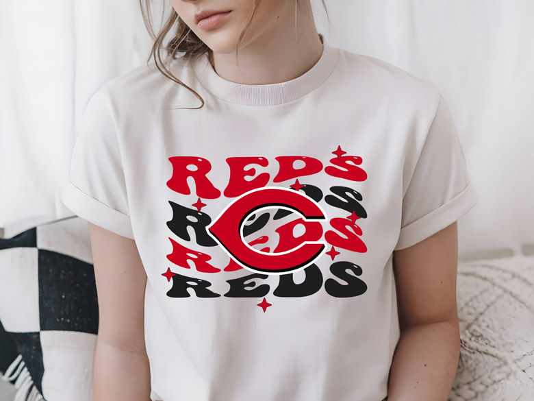 MLB - Cincinnati Reds - Wavy Team Name - Apparel