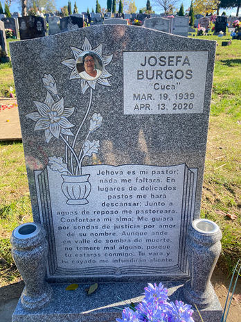Barre Gray Upright Memorial with custom sandblasted design and porcelain photo