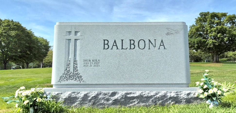 Custom shaped memorial installed at Gate of Heaven Cemetery in Hawthorne, NY