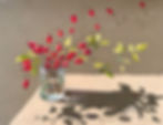Rose hips in morning sunlight