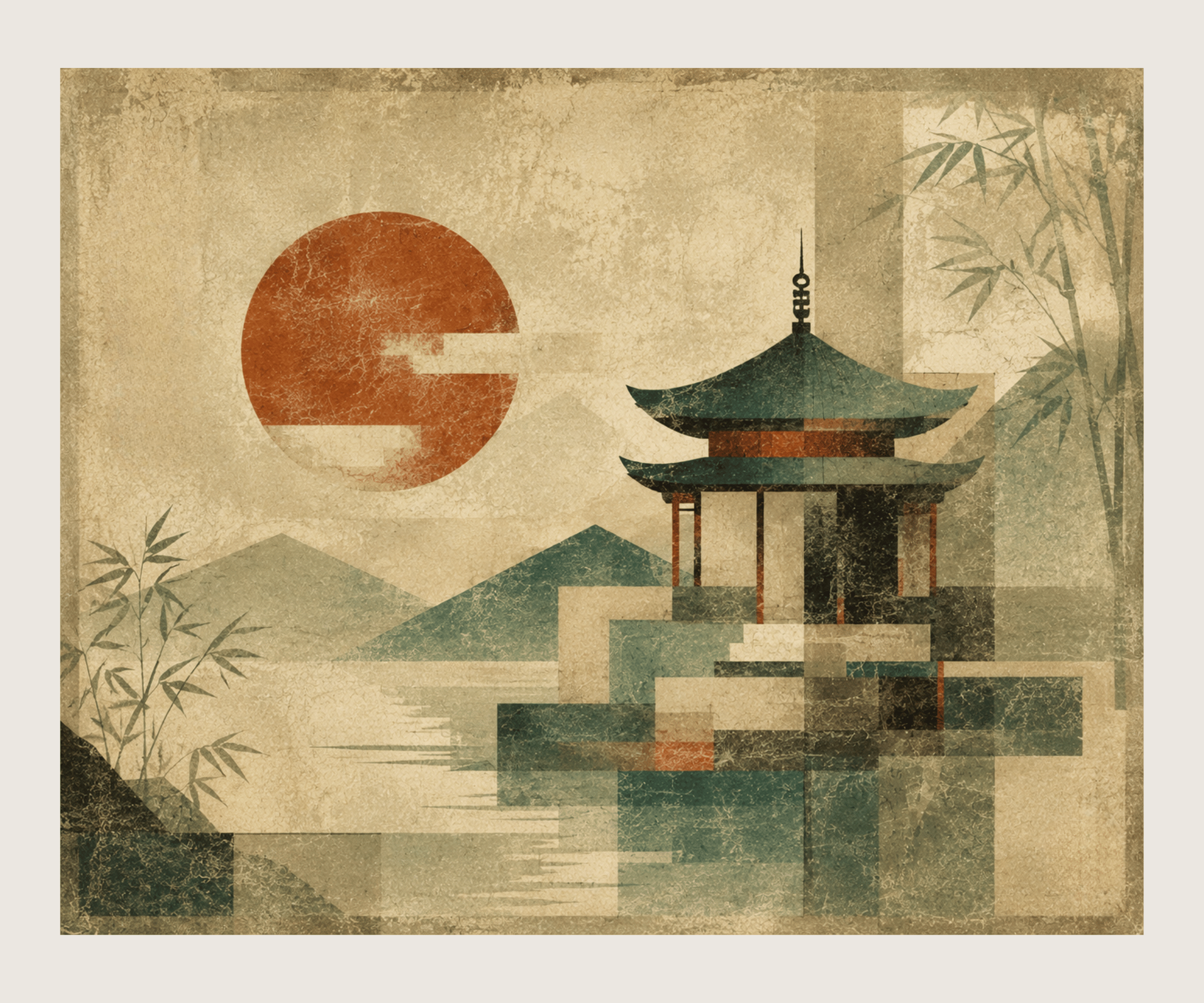 Quadro decorativo Pagode ao Entardecer