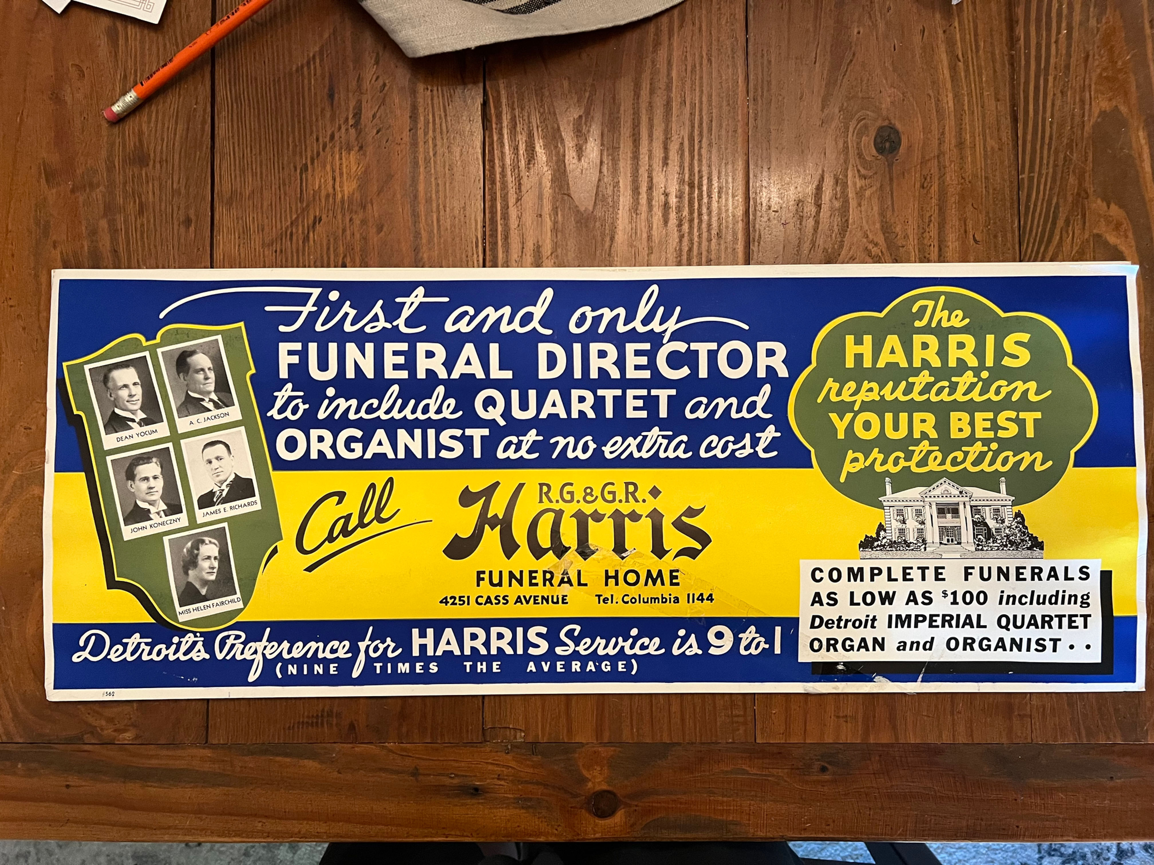 Harris Funeral Home Advertisement Sign
