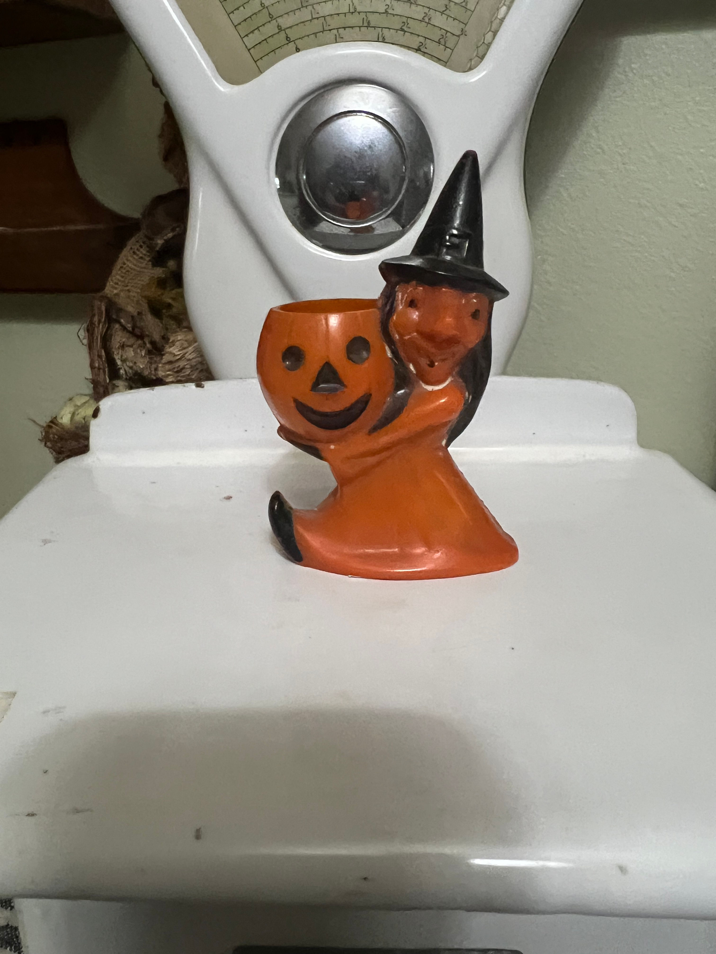 Vintage Plastic Witch Container