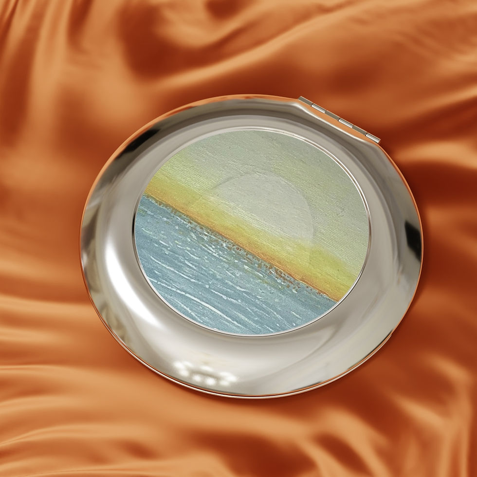 Thumbnail: Glowing Sunrise over Water Compact Travel Mirror