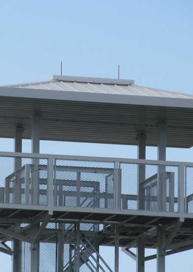 Top-level balcony of Elite Custom football observation tower at Michigan State University