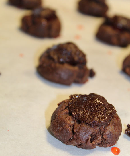 Chocolate Cherry Thumbprint Cookies