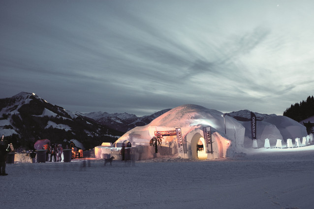 Alpine igloo Brixen by night