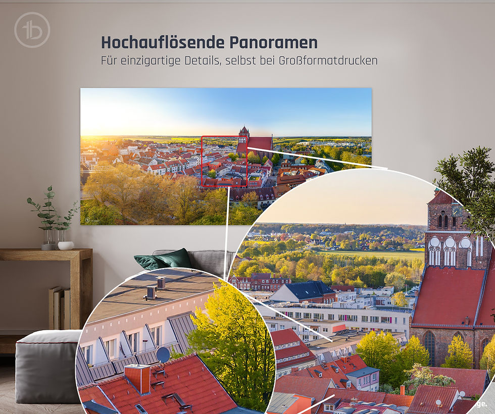 Miniaturbild: Alu-Dibond Panorama quer I Innenstadt & Marienkirche