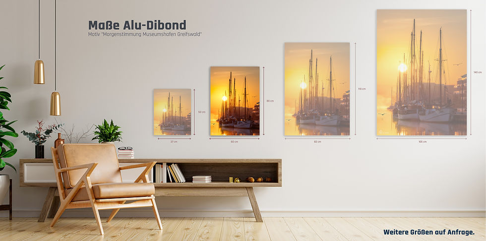 Miniaturbild: Alu-Dibond hoch I Morgenstimmung Museumshafen Greifswald